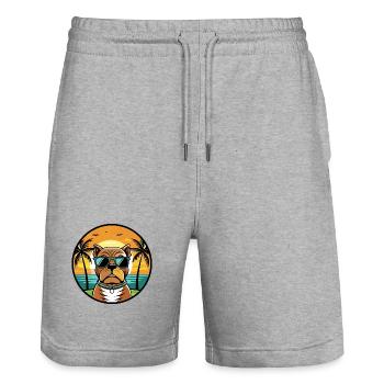 Bordeauxdogge Hunderasse Cartoon Sonnenbrille Strand - Stanley/Stella Unisex Bio Joggingshorts Trainer  - Grau meliert - Vorne - Nik (191cm) & Marisol (170cm)