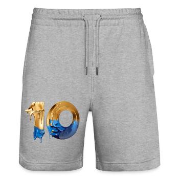 NON. 10 NUMÉRO 10 COOL 10E ANNIVERSAIRE - Short de jogging bio TRAINER Stanley/Stella unisexe - gris chiné - Devant - Nik (191cm) & Marisol (170cm)