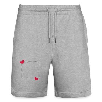 Herz Rahmen Ornament Linie Dekoration - Stanley/Stella Unisex Bio Joggingshorts Trainer  - Grau meliert - Vorne - Nik (191cm) & Marisol (170cm)
