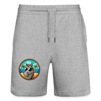 Cheval Drôle Dessin Animé Plage D’été Lunettes De Soleil Cool - Short de jogging bio TRAINER Stanley/Stella unisexe - gris chiné - Devant - Nik (191cm) & Marisol (170cm)