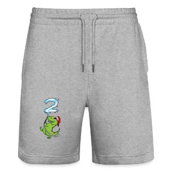 2 Geburtstag Dinosaurier Feuerwehr - Stanley/Stella Unisex Bio Joggingshorts Trainer  - Grau meliert - Vorne - Nik (191cm) & Marisol (170cm)