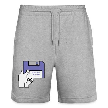 Work bench - Stanley/Stella Trainer Unisex Organic Jogging Shorts - heather grey - Front - Nik (191cm) & Marisol (170cm)
