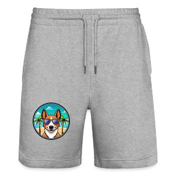 Basenji Hunderasse Cartoon Sonnenbrille Strand - Stanley/Stella Unisex Bio Joggingshorts Trainer  - Grau meliert - Vorne - Nik (191cm) & Marisol (170cm)