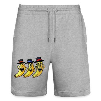 Banane lustig witzig spaßig Bananen Obst Frucht - Stanley/Stella Unisex Bio Joggingshorts Trainer  - Grau meliert - Vorne - Nik (191cm) & Marisol (170cm)
