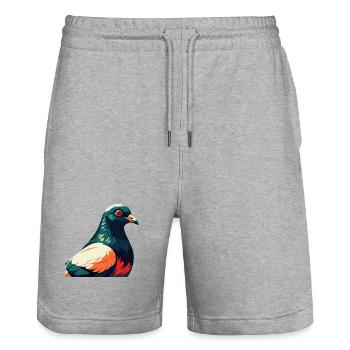 Pigeon Personnage De Dessin Animé Animal De Compagnie Coloré - Short de jogging bio TRAINER Stanley/Stella unisexe - gris chiné - Devant - Nik (191cm) & Marisol (170cm)