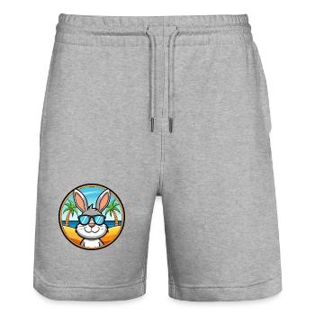 Kaninchen Lustige Cartoon Sommer Strand Sonnenbrille Cool - Stanley/Stella Unisex Bio Joggingshorts Trainer  - Grau meliert - Vorne - Nik (191cm) & Marisol (170cm)