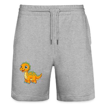 Dinosaure Mignon Mascotte Personnage De Dessin Animé Kawaii - Short de jogging bio TRAINER Stanley/Stella unisexe - gris chiné - Devant - Nik (191cm) & Marisol (170cm)