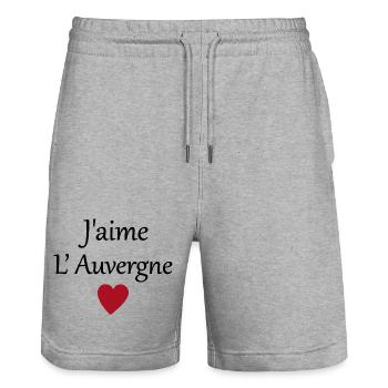 J'aime l'auvergne - Short de jogging bio TRAINER Stanley/Stella unisexe - gris chiné - Devant - Nik (191cm) & Marisol (170cm)