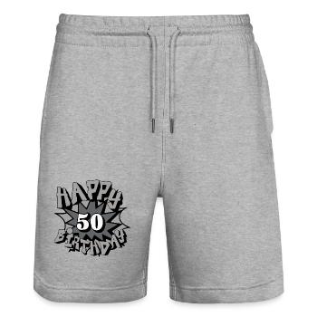 50.Geburtstag,50 Jahre,Airbrush, Happy Birthday(25 - Stanley/Stella Trainer Unisex Organic Jogging Shorts - heather grey - Front - Nik (191cm) & Marisol (170cm)