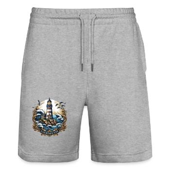Logo du phare - Short de jogging bio TRAINER Stanley/Stella unisexe - gris chiné - Devant - Nik (191cm) & Marisol (170cm)