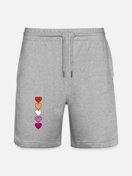Lesbian Lesbian Hearts - Stanley/Stella Trainer Unisex Organic Jogging Shorts - heather grey
