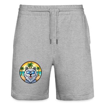 Polnische Schäferhundrasse Cartoon Sonnenbrille Strand - Stanley/Stella Unisex Bio Joggingshorts Trainer  - Grau meliert - Vorne - Nik (191cm) & Marisol (170cm)