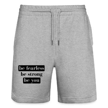 be fearless be strong be you - Stanley/Stella Trainer Unisex Organic Jogging Shorts - heather grey - Front - Nik (191cm) & Marisol (170cm)