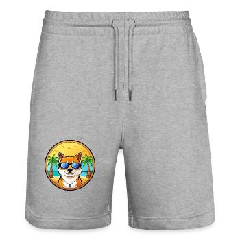 Shih Poo Hunderasse Cartoon Sonnenbrille Strand - Stanley/Stella Unisex Bio Joggingshorts Trainer  - Grau meliert - Vorne - Nik (191cm) & Marisol (170cm)