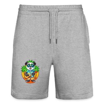 Lustige Panda Sommer Strand Sonnenbrille Hawaiianisch - Stanley/Stella Unisex Bio Joggingshorts Trainer  - Grau meliert - Vorne - Nik (191cm) & Marisol (170cm)