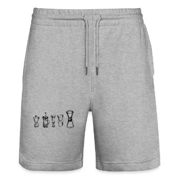 Alternativer Kaffee - Stanley/Stella Unisex Bio Joggingshorts Trainer  - Grau meliert - Vorne - Nik (191cm) & Marisol (170cm)