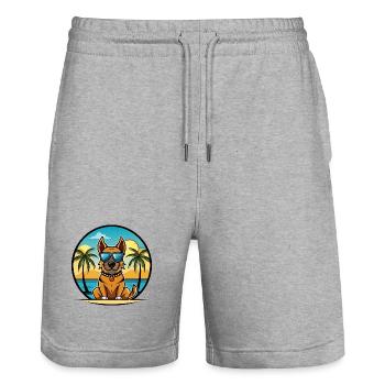 Broholmer Hunderasse Cartoon Sonnenbrille Strand - Stanley/Stella Unisex Bio Joggingshorts Trainer  - Grau meliert - Vorne - Nik (191cm) & Marisol (170cm)