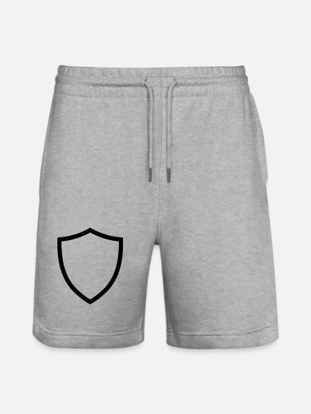 shield icon logo shape security - Stanley/Stella Trainer Unisex Organic Jogging Shorts - heather grey