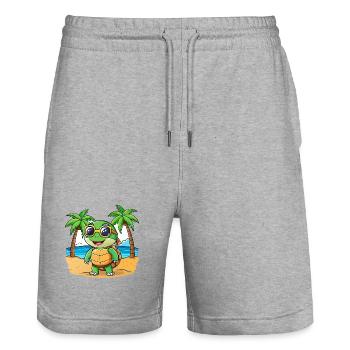 Turtle Funny Cartoon Summer Beach Sunglasses - Stanley/Stella Trainer Unisex Organic Jogging Shorts - heather grey - Front - Nik (191cm) & Marisol (170cm)