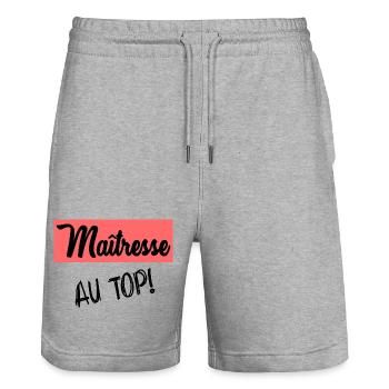 MERCI. MAÎTRESSE. MAÎTRE. MERCI MAÎTRESSE - Short de jogging bio TRAINER Stanley/Stella unisexe - gris chiné - Devant - Nik (191cm) & Marisol (170cm)