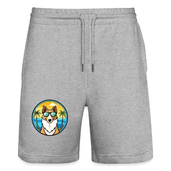 Smooth Collie Hunderasse Cartoon Sonnenbrille Strand - Stanley/Stella Unisex Bio Joggingshorts Trainer  - Grau meliert - Vorne - Nik (191cm) & Marisol (170cm)