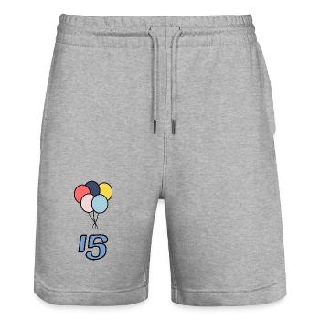 15. 15 YEARS. 15th ANNIVERSARY. 15 YEAR ANNIVERSARY. - Stanley/Stella Trainer Unisex Organic Jogging Shorts - heather grey - Front - Nik (191cm) & Marisol (170cm)