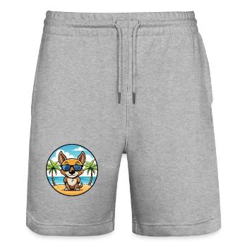 St Miguel Cattle Dog Rasse Cartoon Sonnenbrille Strand - Stanley/Stella Unisex Bio Joggingshorts Trainer  - Grau meliert - Vorne - Nik (191cm) & Marisol (170cm)