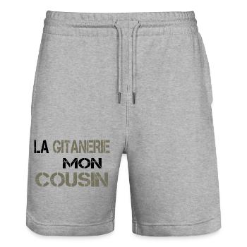 La gitanerie mon cousin - Short de jogging bio TRAINER Stanley/Stella unisexe - gris chiné - Devant - Nik (191cm) & Marisol (170cm)