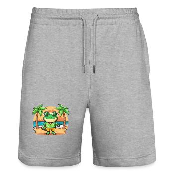 Frosch Lustige Cartoon Sommer Strand Sonnenbrille - Stanley/Stella Unisex Bio Joggingshorts Trainer  - Grau meliert - Vorne - Nik (191cm) & Marisol (170cm)