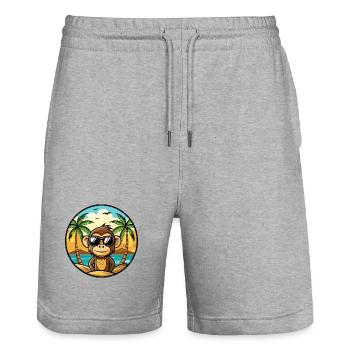 Singe Drôle Dessin Animé Plage D’été Lunettes De Soleil Cool - Short de jogging bio TRAINER Stanley/Stella unisexe - gris chiné - Devant - Nik (191cm) & Marisol (170cm)