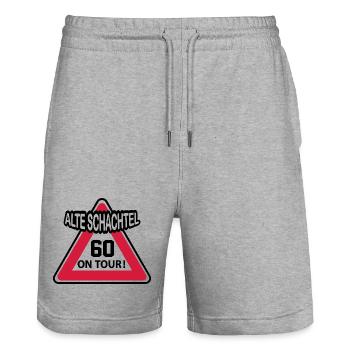 Geburstag Frau Alte Schachtel 60 Birthday - Stanley/Stella Unisex Bio Joggingshorts Trainer  - Grau meliert - Vorne - Nik (191cm) & Marisol (170cm)