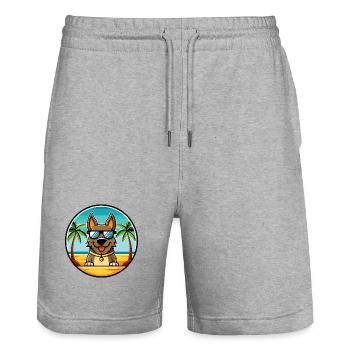 Deutsche Bracke Hunderasse Cartoon Sonnenbrille Strand - Stanley/Stella Unisex Bio Joggingshorts Trainer  - Grau meliert - Vorne - Nik (191cm) & Marisol (170cm)