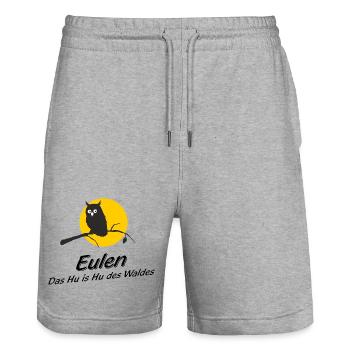 Eulen - das Hu is Hu des Waldes versus Who is Who - Stanley/Stella Unisex Bio Joggingshorts Trainer  - Grau meliert - Vorne - Nik (191cm) & Marisol (170cm)