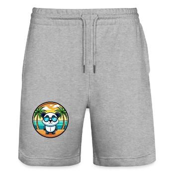 Panda Lustige Cartoon Sommer Strand Sonnenbrille Cool - Stanley/Stella Unisex Bio Joggingshorts Trainer  - Grau meliert - Vorne - Nik (191cm) & Marisol (170cm)