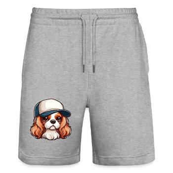 Chien Cavalier King Charles chien - casquette - Short de jogging bio TRAINER Stanley/Stella unisexe - gris chiné - Devant - Nik (191cm) & Marisol (170cm)