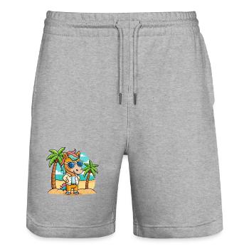 Pferd Lustige Cartoon Sommer Strand Sonnenbrille - Stanley/Stella Unisex Bio Joggingshorts Trainer  - Grau meliert - Vorne - Nik (191cm) & Marisol (170cm)