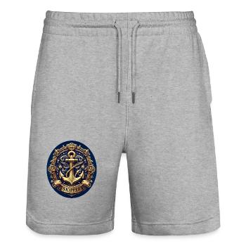 Skipper Logo - Stanley/Stella Trainer Unisex Organic Jogging Shorts - heather grey - Front - Nik (191cm) & Marisol (170cm)