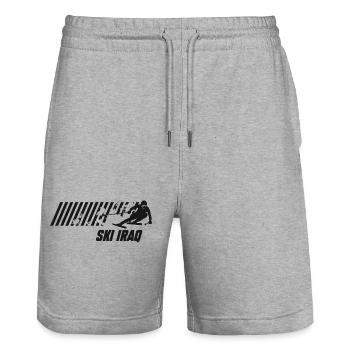 Ski Iraq - Stanley/Stella Trainer Unisex Organic Jogging Shorts - heather grey - Front - Nik (191cm) & Marisol (170cm)