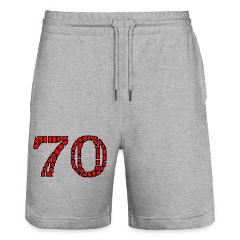 70. 70 ANS. 70e ANNIVERSAIRE. ANNIVERSAIRE 70 ANS. - Short de jogging bio TRAINER Stanley/Stella unisexe - gris chiné - Devant - Nik (191cm) & Marisol (170cm)