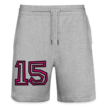 15 - Short de jogging bio TRAINER Stanley/Stella unisexe - gris chiné - Devant - Nik (191cm) & Marisol (170cm)
