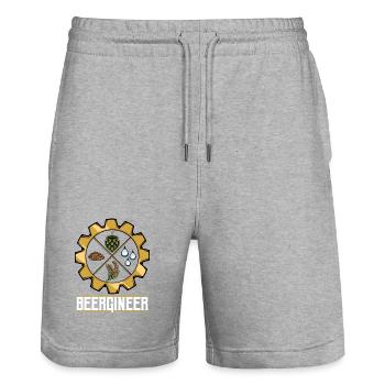 Beergineer Brau-Gear Emblem - Stanley/Stella Unisex Bio Joggingshorts Trainer  - Grau meliert - Vorne - Nik (191cm) & Marisol (170cm)