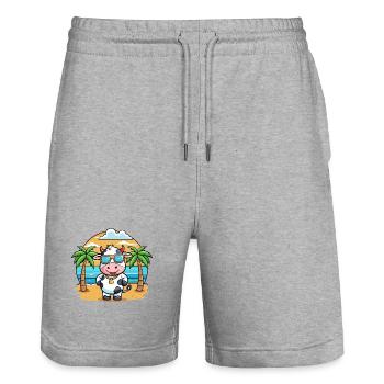 Kuh Lustige Cartoon Sommer Strand Sonnenbrille - Stanley/Stella Unisex Bio Joggingshorts Trainer  - Grau meliert - Vorne - Nik (191cm) & Marisol (170cm)