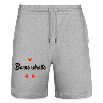 RETIREMENT. RETIREMENT. RETIRED. RETIREMENT - Stanley/Stella Trainer Unisex Organic Jogging Shorts - heather grey - Front - Nik (191cm) & Marisol (170cm)