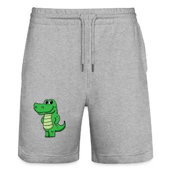 crocodile - Stanley/Stella Trainer Unisex Organic Jogging Shorts - heather grey - Front - Nik (191cm) & Marisol (170cm)