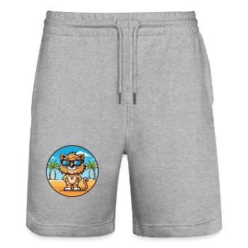 Liger Hybride Lion Tigre Chat Race Dessin Animé Plage - Short de jogging bio TRAINER Stanley/Stella unisexe - gris chiné - Devant - Nik (191cm) & Marisol (170cm)