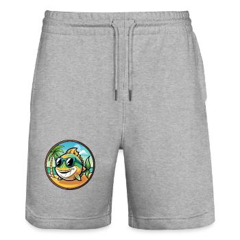 Fisch Lustige Cartoon Sommer Strand Sonnenbrille Aufkleber - Stanley/Stella Unisex Bio Joggingshorts Trainer  - Grau meliert - Vorne - Nik (191cm) & Marisol (170cm)