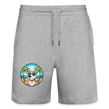 Ariege Pointer Hund Rasse Cartoon Sonnenbrille Strand - Stanley/Stella Unisex Bio Joggingshorts Trainer  - Grau meliert - Vorne - Nik (191cm) & Marisol (170cm)