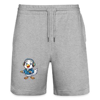 Möwe Lustige Zeichentrickfigur Kopfhörer Musik - Stanley/Stella Unisex Bio Joggingshorts Trainer  - Grau meliert - Vorne - Nik (191cm) & Marisol (170cm)