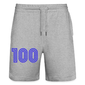 100. 100 ANS. 100e ANNIVERSAIRE. ANNIVERSAIRE 100 - Short de jogging bio TRAINER Stanley/Stella unisexe - gris chiné - Devant - Nik (191cm) & Marisol (170cm)