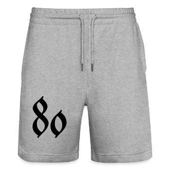 80. 80 ANS. 80e ANNIVERSAIRE. ANNIVERSAIRE 80 ANS. - Short de jogging bio TRAINER Stanley/Stella unisexe - gris chiné - Devant - Nik (191cm) & Marisol (170cm)